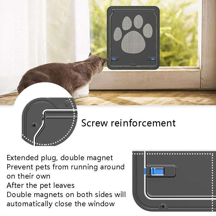 Pet Supplies Dog Paw Print Door Bite-Proof Small Dog Cat Screen Window Door Cat And Dog Door(Black)