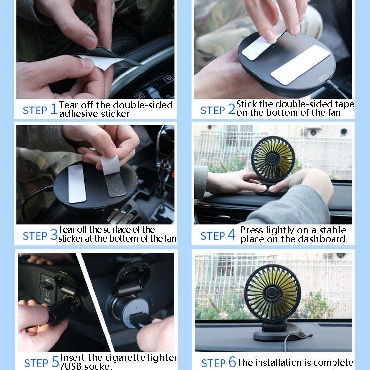 F409 Car Fan General Car Shaking Head Fan(Cigarette Lighter Port 12V)
