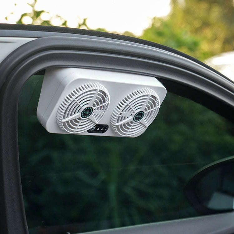 USB Interface Car Cooling Device Car Exhaust Air Circulation Exhaust Fan Car Changing Fan(White)