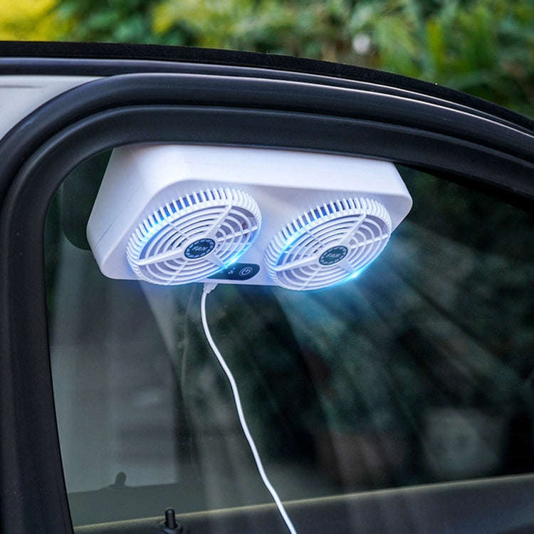 USB Interface Car Cooling Device Car Exhaust Air Circulation Exhaust Fan Car Changing Fan(White)