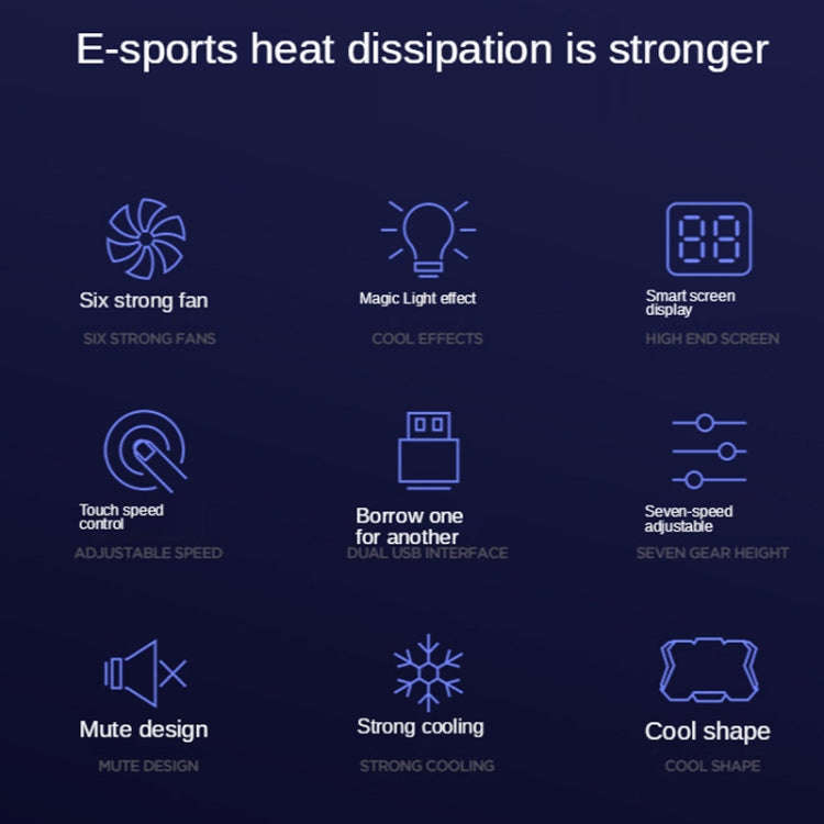 COOLCOLD RGB Notebook Radiator Six Fan Adjustable Laptop Cooling Base 5V Touch 12 Symphony Version