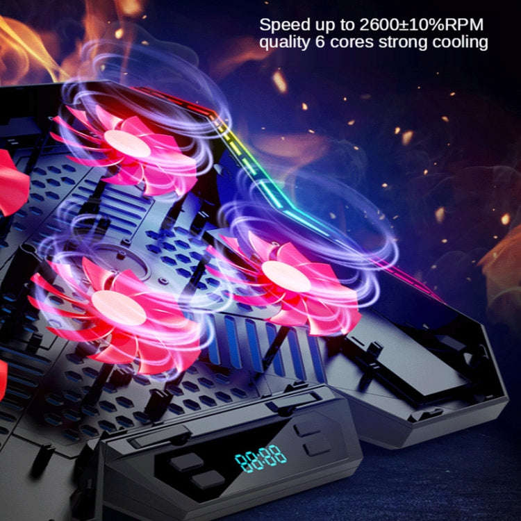 COOLCOLD RGB Notebook Radiator Six Fan Adjustable Laptop Cooling Base 5V Touch 12 Symphony Version