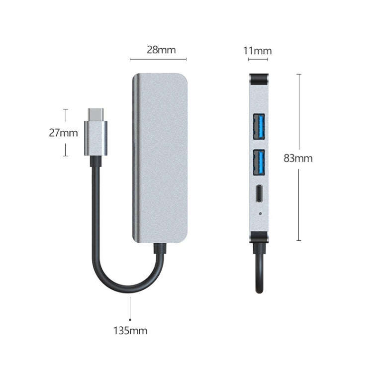 BYL-2011 4 In 1 USB-C / Type-C To 4K HDMI + USB 3.0 + USB 2.0 + PD USB-C / Type-C Charging Ports ...