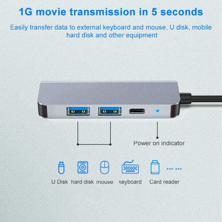 BYL-2011 4 In 1 USB-C / Type-C To 4K HDMI + USB 3.0 + USB 2.0 + PD USB-C / Type-C Charging Ports ...