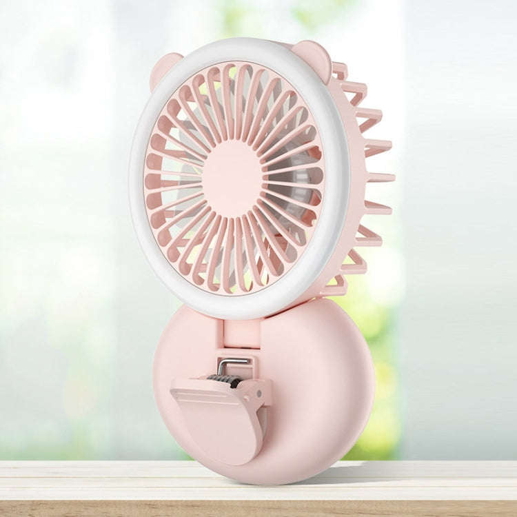 D11 Fill Light Clip Hanging Neck Fan Handheld Folding Mini USB Desktop Fan(Pink)