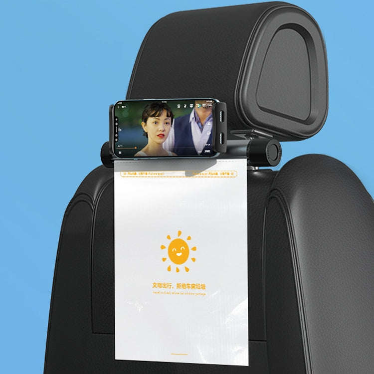 Car Storage Garbage Bag Bracket Car Mobile Phone Tablet Rear Pillow Holder(Piano Black)