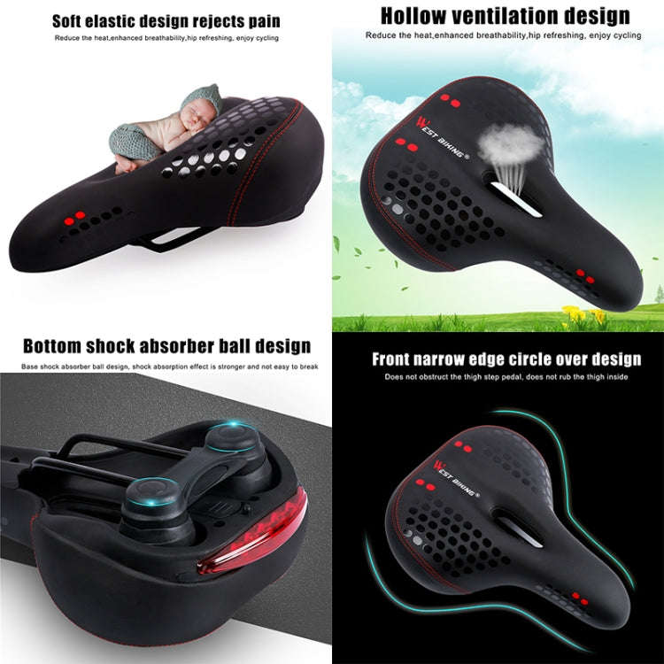 WEST BIKING YP0801083 Bicycle Taillight Thickened Soft And Comfortable Mountain Bike Seat Cushion...