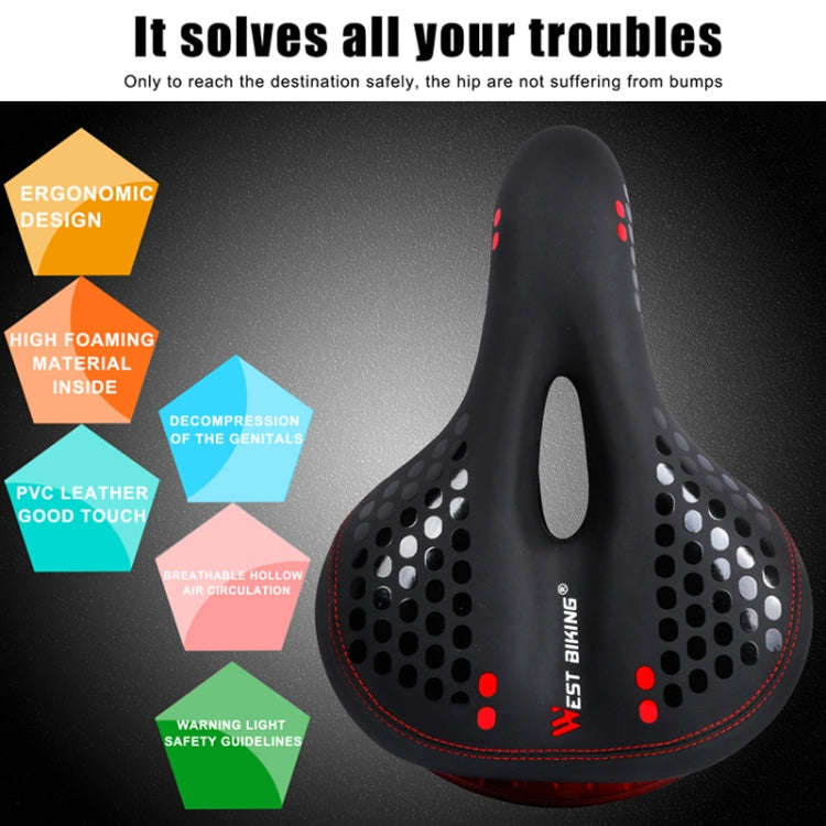 WEST BIKING YP0801083 Bicycle Taillight Thickened Soft And Comfortable Mountain Bike Seat Cushion...