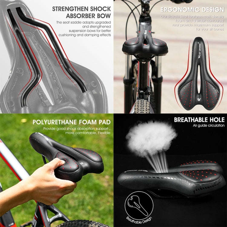 WEST BIKING YP0801086 Silicone Thickened Soft And Comfortable Bicycle Seat(Black Red)
