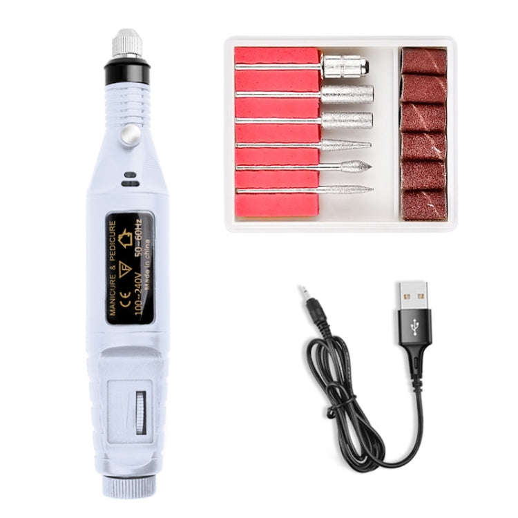 Mini Electrical Nail Grinding Machine USB Portable Electrical Grinder Set(USB White)