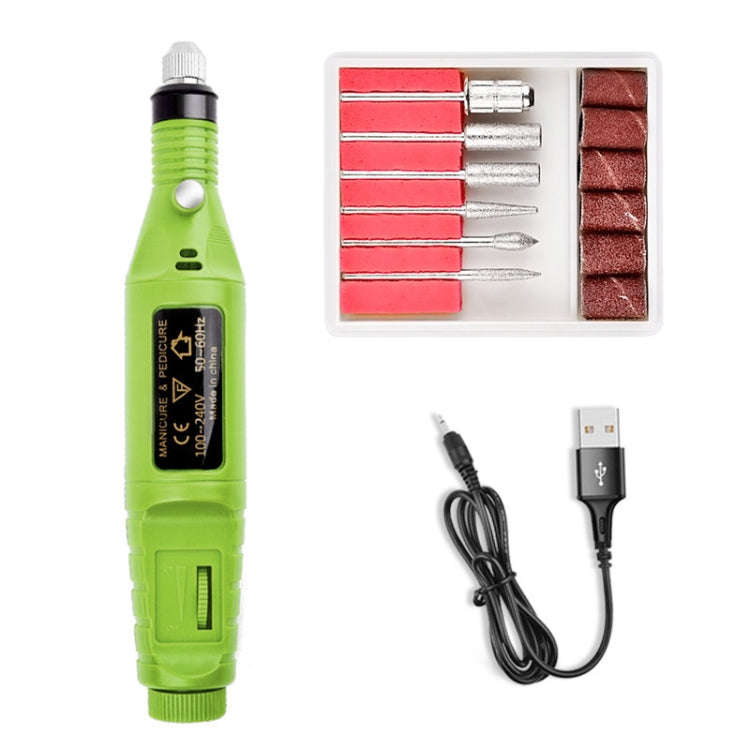 Mini Electrical Nail Grinding Machine USB Portable Electrical Grinder Set(USB Green)