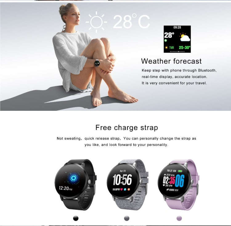 V11 Smartwatch Real-time Heart Rate Blood Pressure Monitor Multi-sport mode Breathing Light Smart...