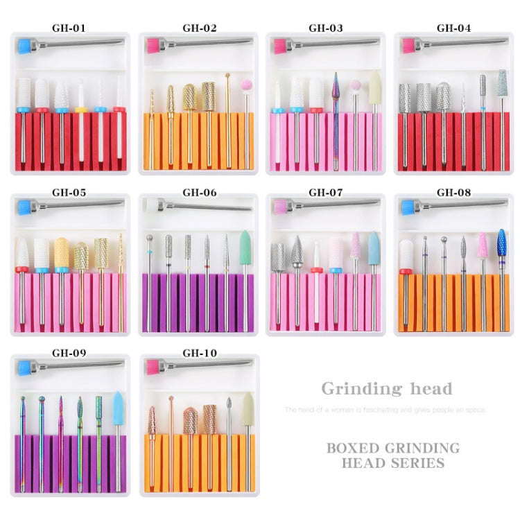 Nail Art Ceramic Tungsten Steel Alloy Grinding Heads Set Grinder Polishing Tool, Color Classifica...