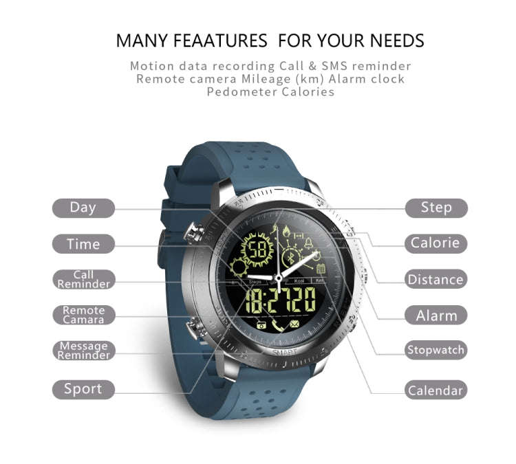 NX02 Sport Smartwatch IP67 Waterproof Support Tracker Calories Pedometer Smartwatch Stopwatch Cal...