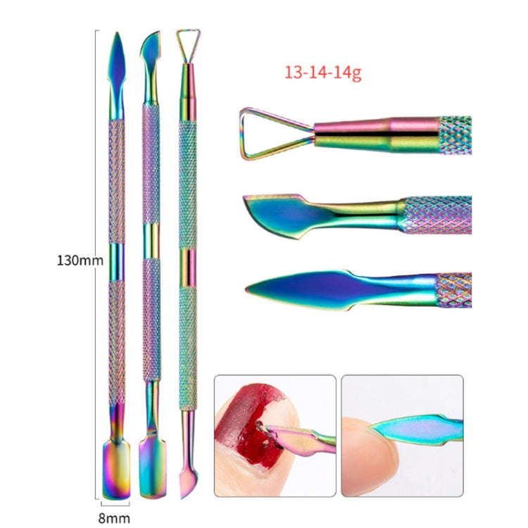 14 In 1 FABIYAN Color Titanium Nail Art Tool Set Dead Skin Shears Steel Push Nail File Pliers