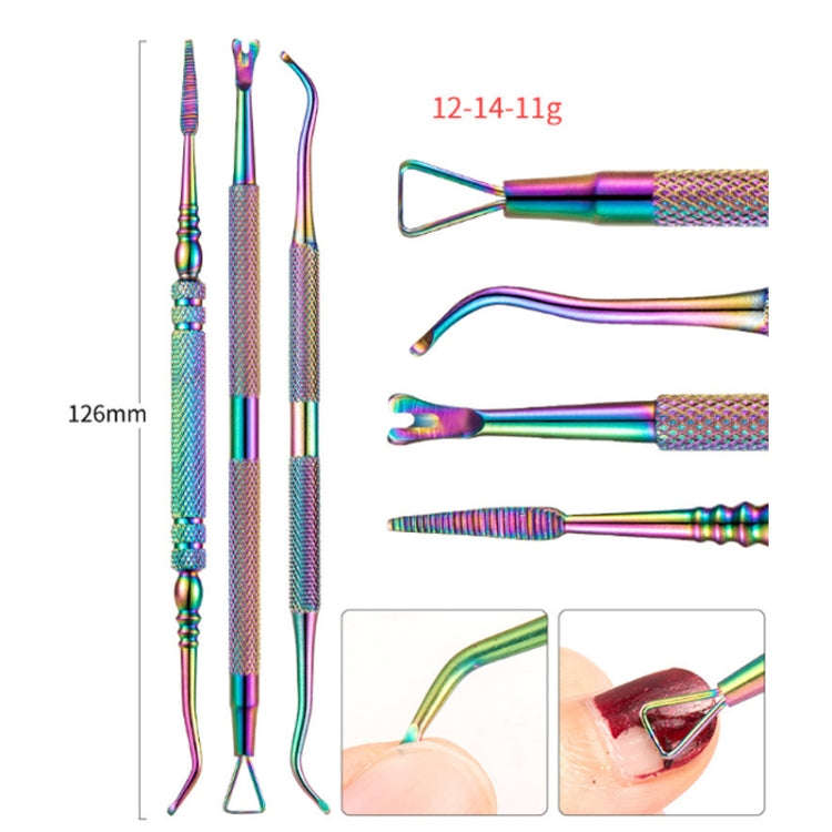 14 In 1 FABIYAN Color Titanium Nail Art Tool Set Dead Skin Shears Steel Push Nail File Pliers