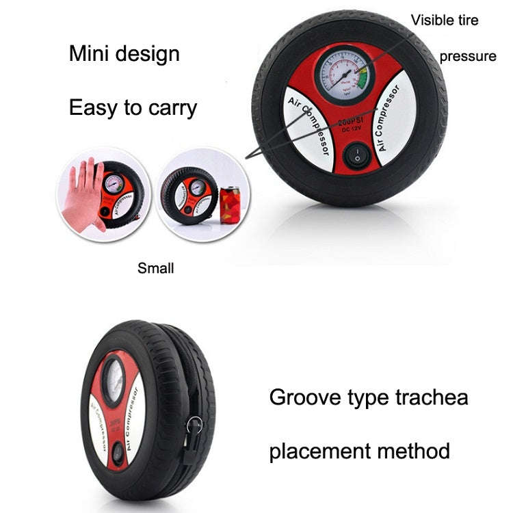 DC12V 12A Car Portable Air Pump Electric Car Tire Pump, Specification 25-cylinder Tire Inflata...