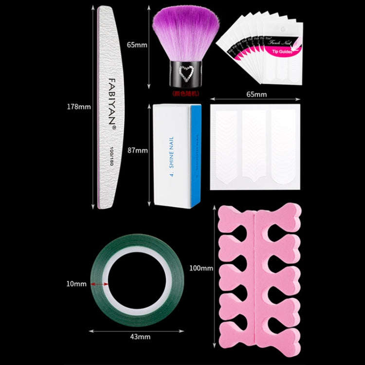 FABIYAN Nail Brush Nail Piece Set Nail Art Polishing Supplies Set, Specification: Transparent Sem...