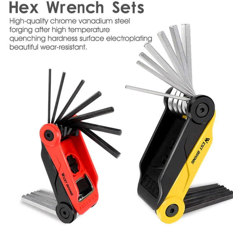 West Biking 16 In 1 Bicycle Repair Tool Multi-Function Wrench Hex Tool Riding Equipment(Black Yel...
