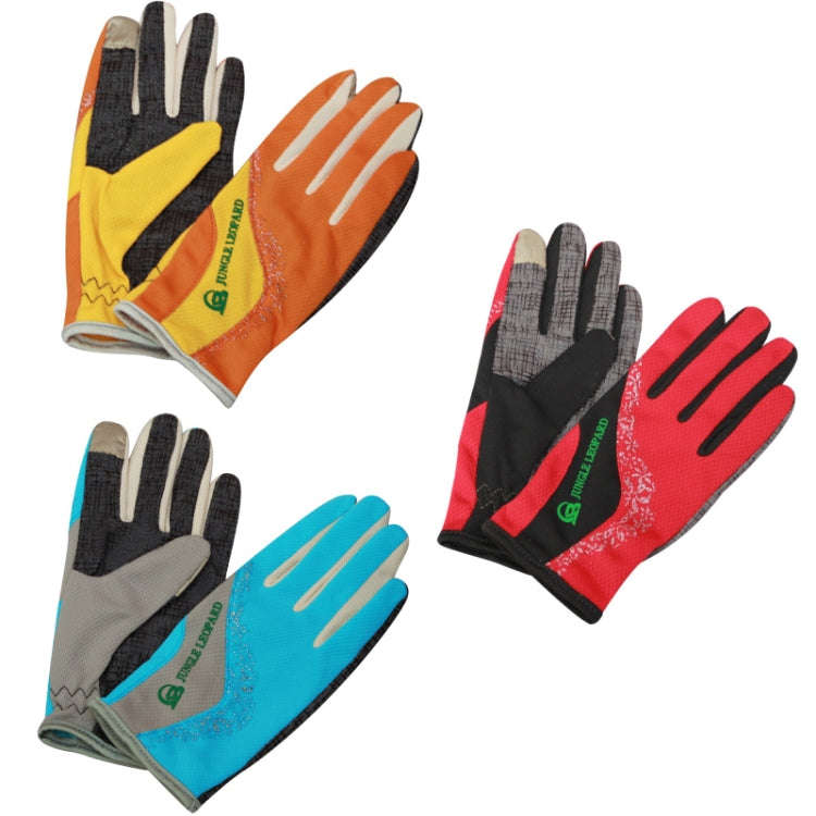 JUNGLE LEOPARD Outdoor Sports Mountaineering Full Finger Gloves Mesh Touch Screen Anti-Skid Glove...