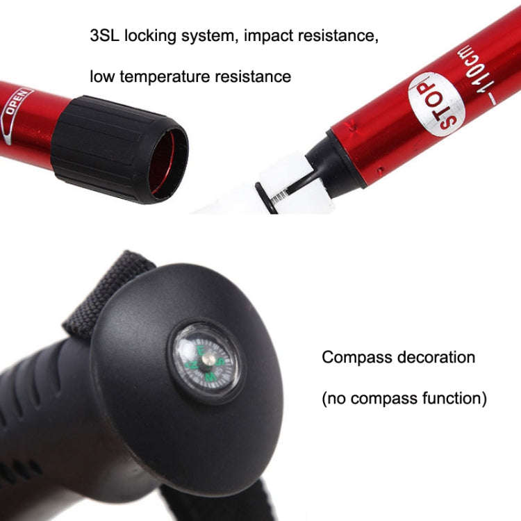 JUNGLELEOPARD 3-Section Straight Handle Aluminum Trekking Pole Multifunctional Walking Hand Crutc...