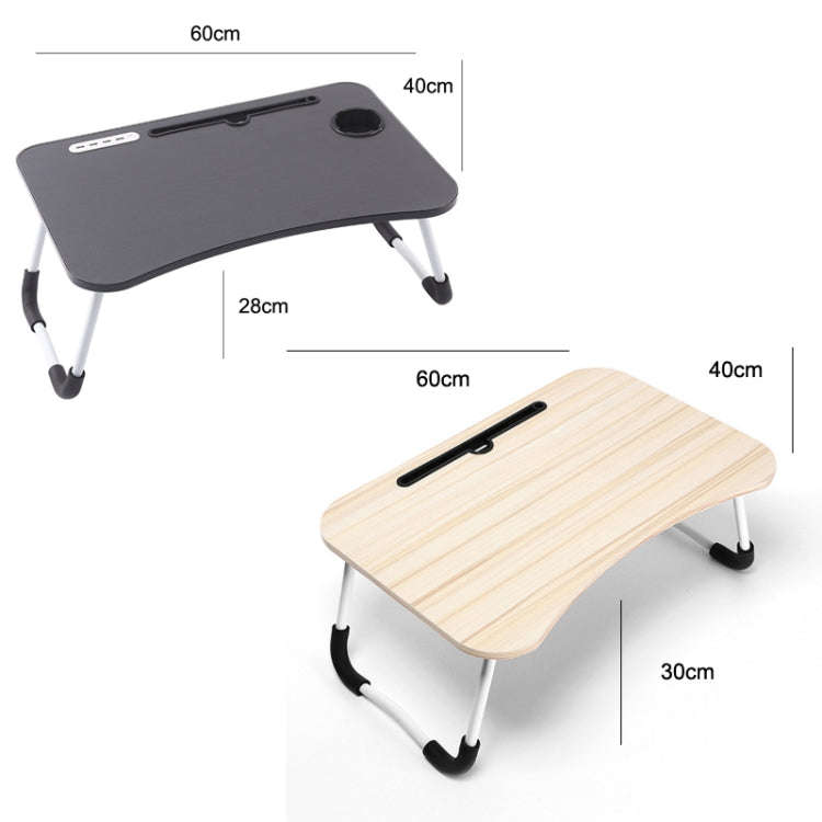 USB Folding Computer Desk With Fan & Lamp, Size: 60x40x28cm(White Maple)