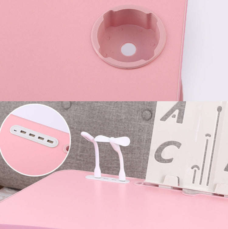USB Folding Computer Desk With Fan & Lamp, Size: 60x40x28cm(Teenage Pink)
