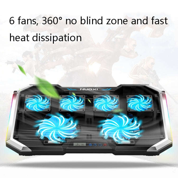 NUOXI Q8 Notebook Radiator LCD Screen Button Controllable RBG Luminescence Computer Cooling Base(...