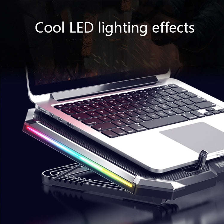 NUOXI Q8 Notebook Radiator LCD Screen Button Controllable RBG Luminescence Computer Cooling Base(...