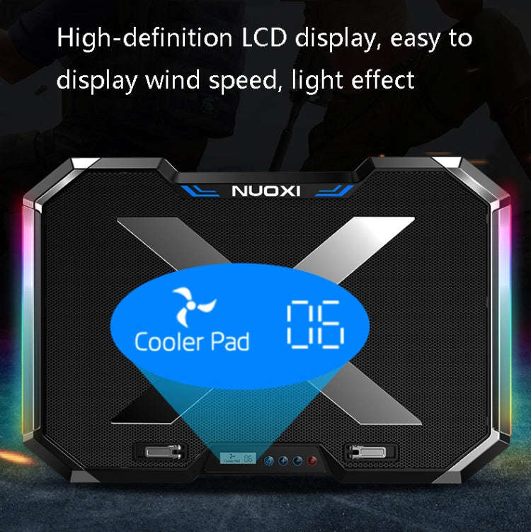 NUOXI Q8 Notebook Radiator LCD Screen Button Controllable RBG Luminescence Computer Cooling Base(...