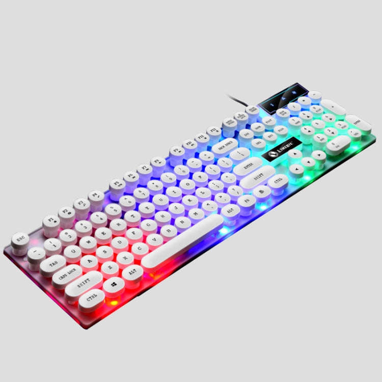 LIMEIDE GTX300 104 Keys Retro Round Key Cap USB Wired Mouse Keyboard, Cable Length: 1.4m, Colour:...