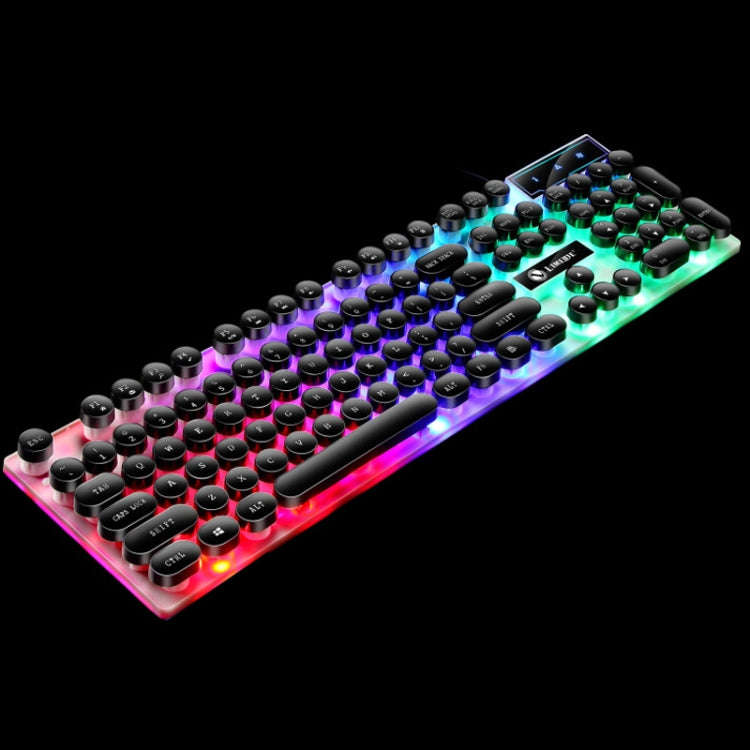 LIMEIDE GTX300 104 Keys Retro Round Key Cap USB Wired Mouse Keyboard, Cable Length: 1.4m, Colour:...