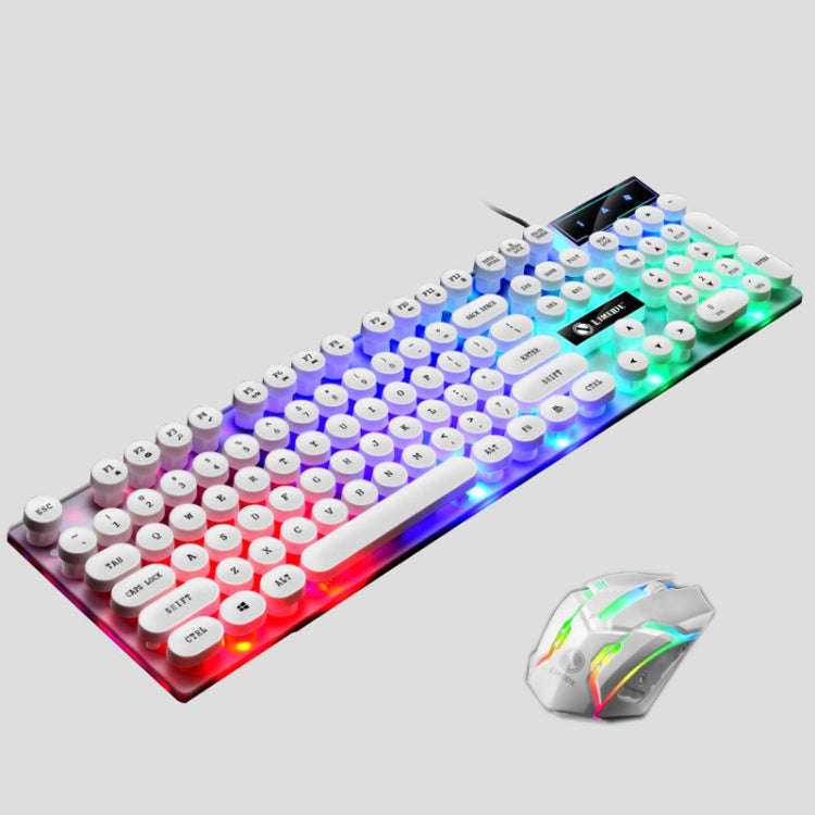 LIMEIDE GTX300 104 Keys Retro Round Key Cap USB Wired Mouse Keyboard, Cable Length: 1.4m, Colour:...