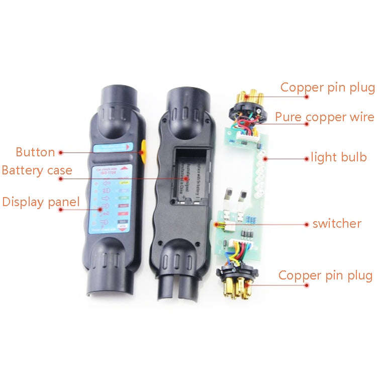 TS170E-Z 12V Car Resistance Trailer Plug Socket Trailer Tester Connector Recorder With 2 Conversi...