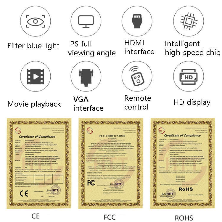 YB-700A-1 7 Inch 12/24V HD Car Monitor Display HDMI VGA AV Interface Home Computer Video Player R...