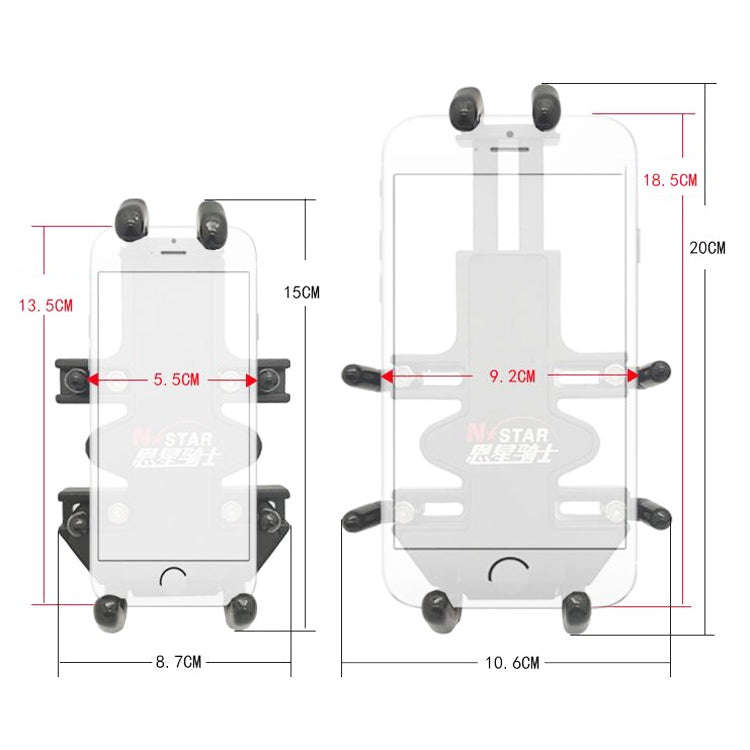 N-STAR NJN002 Motorcycle Metal Aluminum Alloy Universal Anti-Theft Mobile Phone Bracket(T-shaped ...