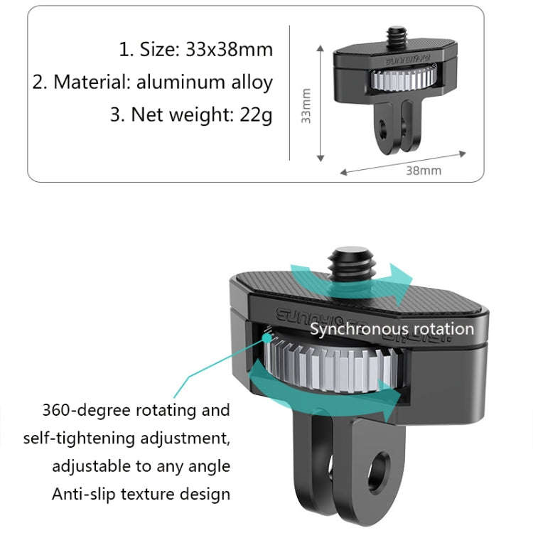 Sunnylife 1/4 inch Metal Adjustable Adapter For DJI Pocket 2 / FIMI PALM 2 / Insta360 One X-2(Dar...