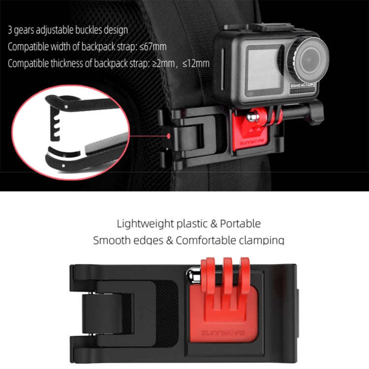 Sunnylife TY-Q9266 for Insta360 GO / DJI Osmo Action / GoPro Mount Bracket Stabilizer Backpack Cl...
