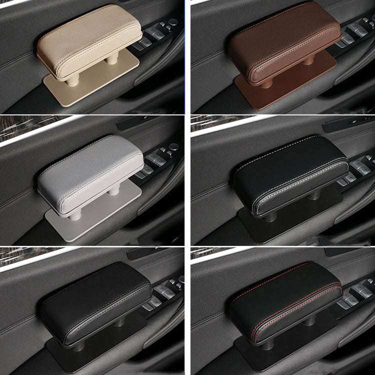 Car Arm Handle Seat Left Hand Elbow Tray Universal Leather Increasing Pad Central Armrest Box(Beige)