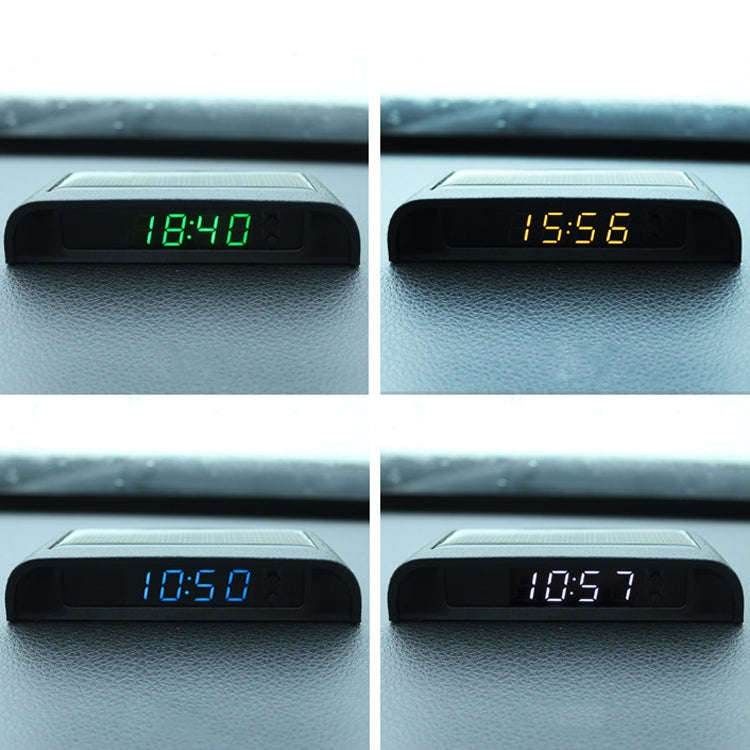 Solar Night Light Car Clock Automotive Electronic Clock Temperature Time+Date+Week+Temperature(Bl...