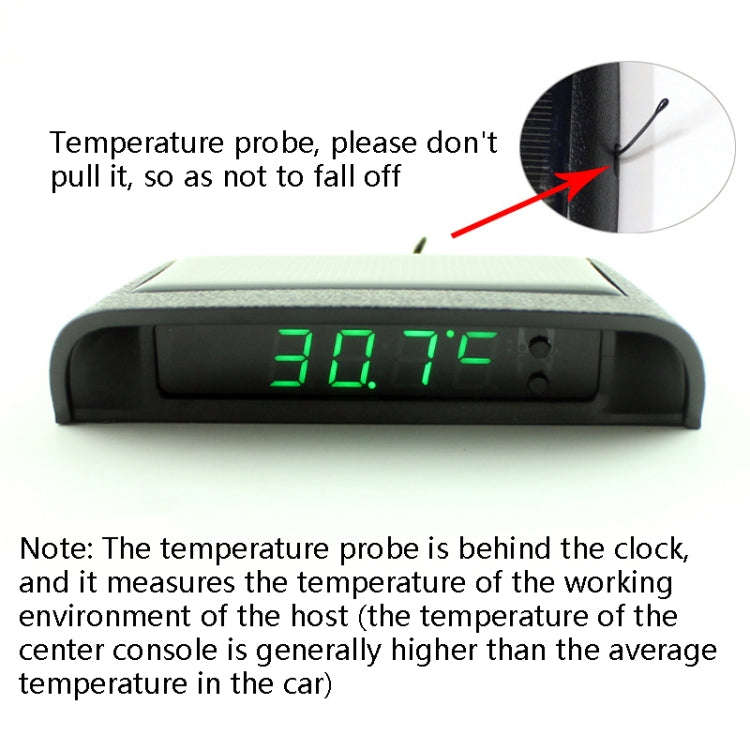 Solar Night Light Car Clock Automotive Electronic Clock Temperature Time+Date+Week+Temperature(Bl...