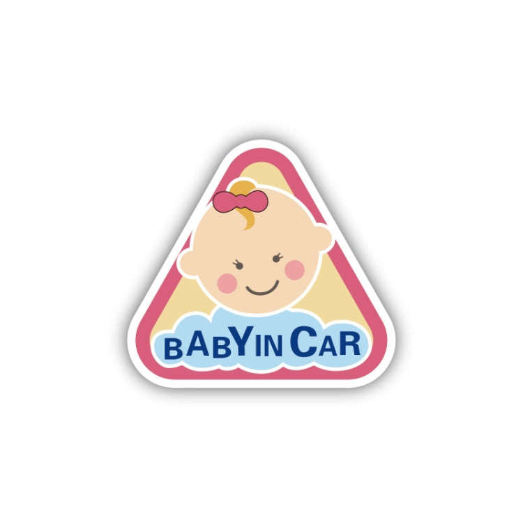 10 PCS There Is A Baby In The Car Stickers Warning Stickers Style: CT203 Baby P Girl Triangle Mag...