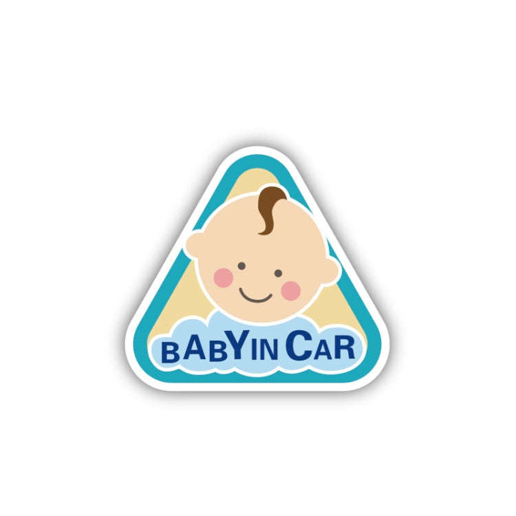 10 PCS There Is A Baby In The Car Stickers Warning Stickers Style: CT223O Triangle Boy Adhesive S...