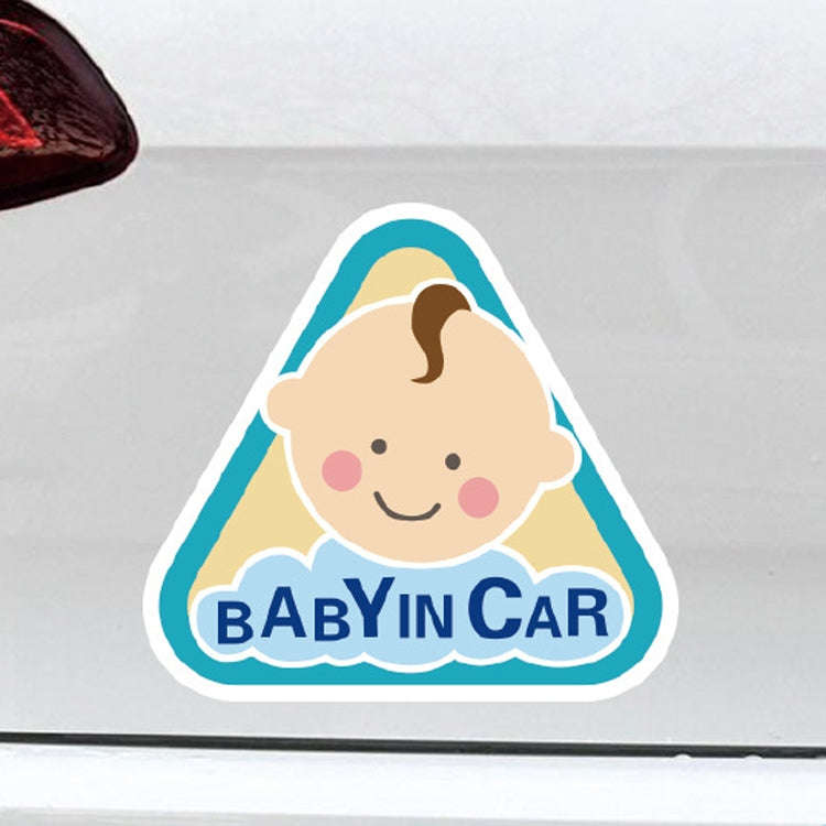 10 PCS There Is A Baby In The Car Stickers Warning Stickers Style: CT223O Triangle Boy Adhesive S...