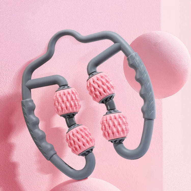 Foam Shaft Muscle Massage Roller Yoga Roller Fitness Supplies(Fish Bones Type Cherry Pink)