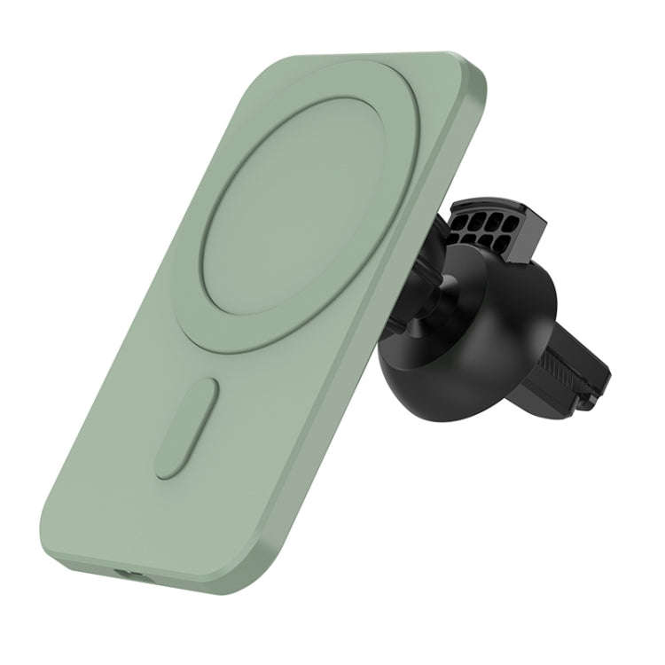 N16 10W Car Air Outlet + Suction Cup Magsafe Magnetic Phone Universal Wireless Charger Holder(Green)