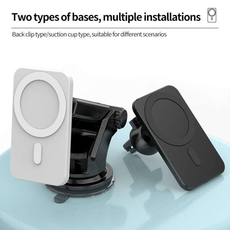 N16 10W Car Air Outlet + Suction Cup Magsafe Magnetic Phone Universal Wireless Charger Holder(Black)
