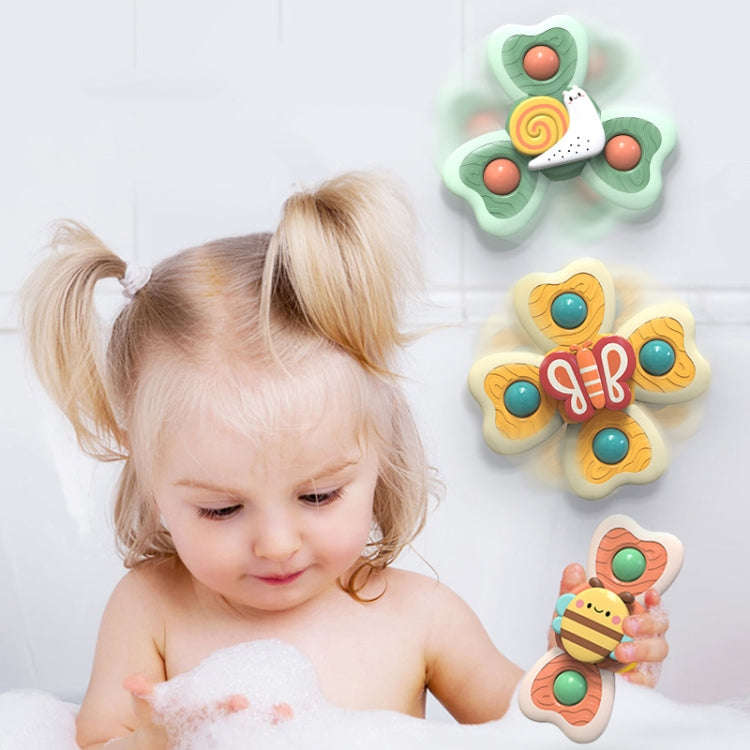 A6 Baby Sucker Rotary Toys Fun Fingertip Spinning Top Bathing Water Toys(Bee + Snail + Butterfly ...