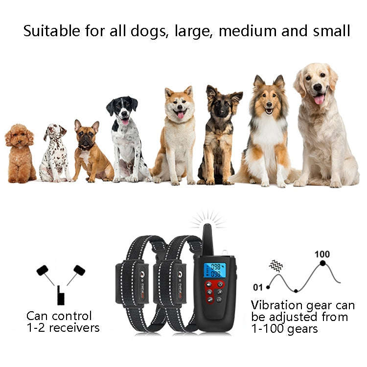 PaiPaitek PD526V-2 1 In 2 100-Speed Sound Vibration Remote Control Training Dog Device Anti-Barki...