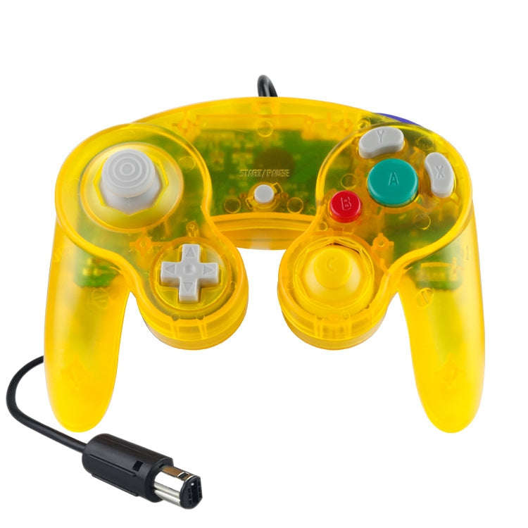 5 PCS Single Point Vibrating Controller Wired Game Controller For Nintendo NGC(Transparent Yellow)